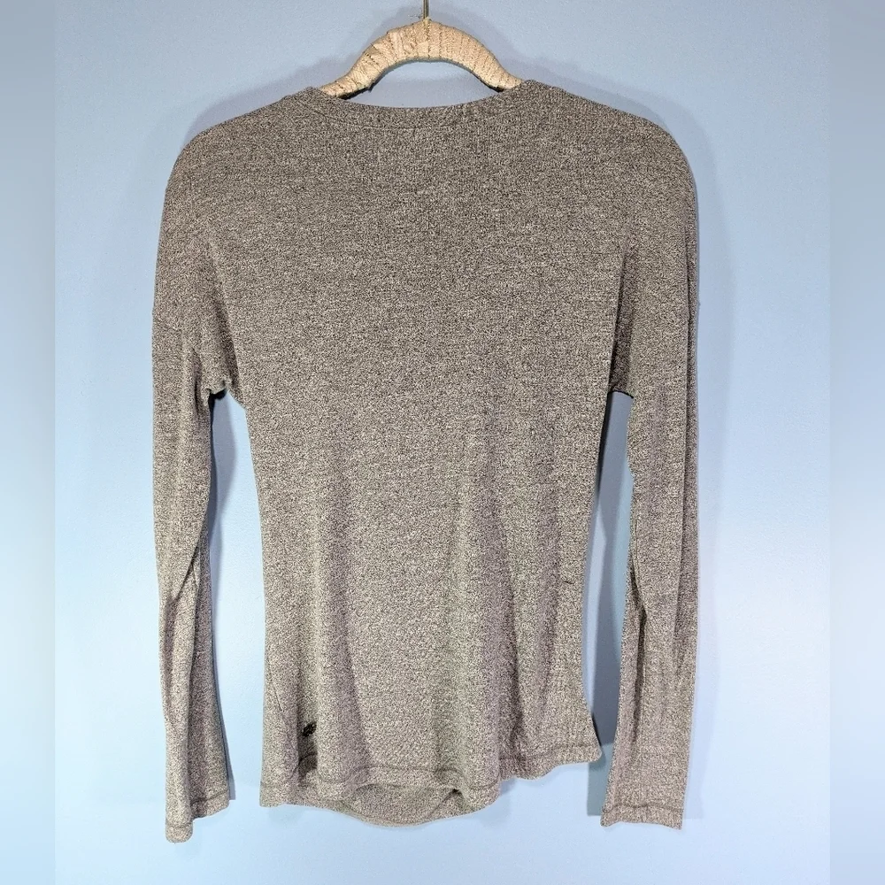 Zella Gray Longer Length Asymmetric Gathered Knit Long Sleeved Top
